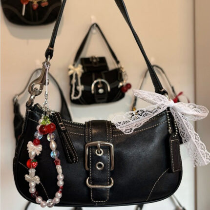 VINTAGEFIND™ y2k coach demi buckle bag black leather ❤️