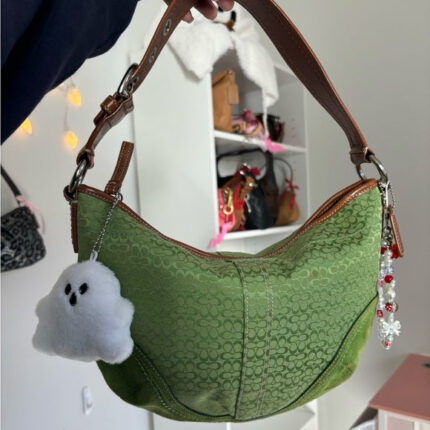 VINTAGEFIND™ y2k coach soho hobo green jacquard shoulder bag